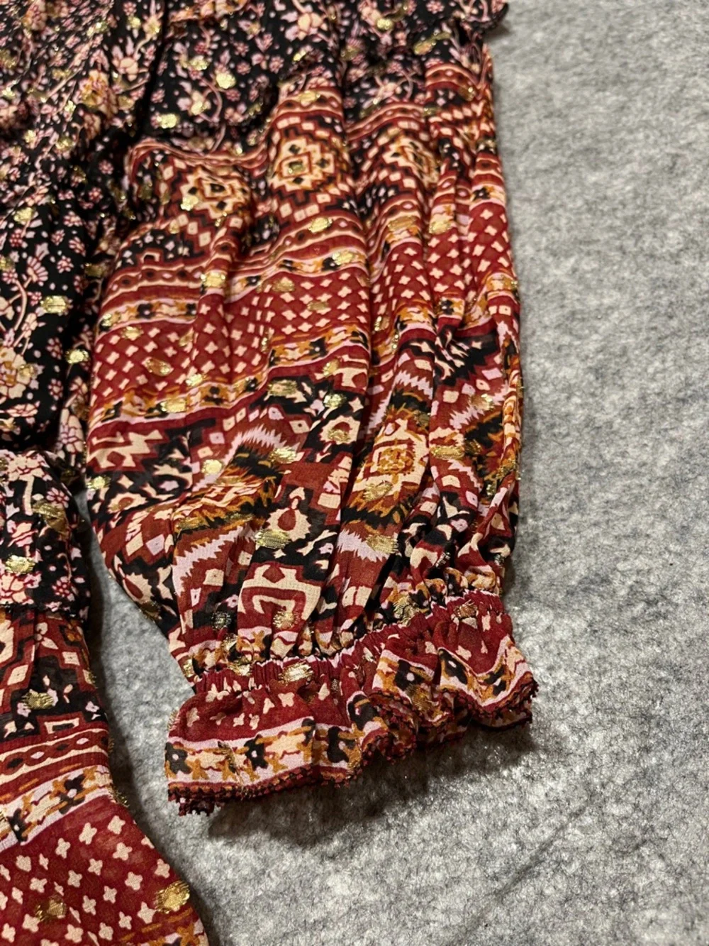 Ulla Johnson Erisa Floral Silk Georgette Metallic Mini Dress - Picture 6 of 9